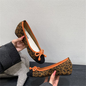 Womens Soft Leather Slip-On Shoes round Toe Bow Tie Inner Heightening Spring New Style Fashion Single Shoes Korean Version