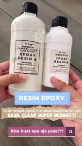 RESIN EPOXY PEMIUM CRYSTAL CLEAR HIGH GLOSS SET 300gr 750gr 1500gr + HARDENER Super Clear Bening Recine Resin Good Quality
