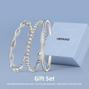 HEFANG Jewelry | Couple Silver Open Bangle Bracelet