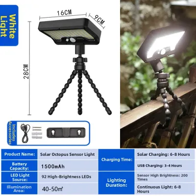 2026 New Solar Powered Outdoor Lighting Lamp Modern Style Sensor Clip Wall Mounted Light for Courtyard Balcony Ultra Bright