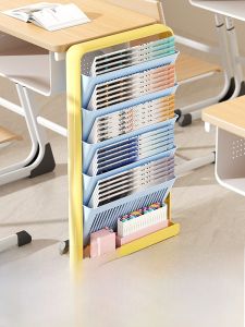 Dopamine Side Bookshelf for Student Desk Classroom Standable Storage Rack Middle High School Desk Organizer Plastic Material