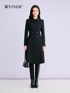 Fashionable Audrey Style Notched Collar Double-Breasted Waist-Cinching Dress