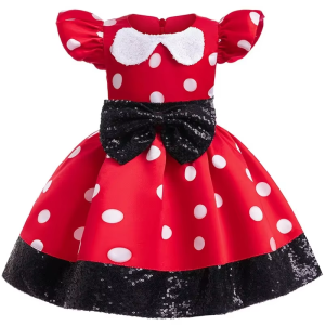 0-6 Year Old New Childrens Birthday Party Girl Princess Dress Performance Party Wave Point Girl Elegant Evening Dress Mouse Hea