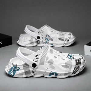 Mens Summer Sandals Anti-Slip Head Covered Clog Shoes Thick Bottom Wear-Resistant Sports Dual-Purpose Breathable Slip-On Shoes