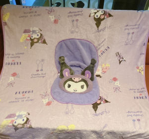 Cute Cartoon Devil Cushion Blanket Two-In-One Portable Office Nap Cover Air Conditioner Blanket Womens Style Warm Fleece Blanket