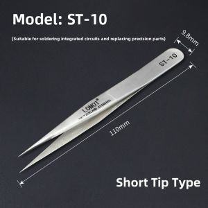 LOMOT Stainless Steel Tweezers Bent Head Fine Tip High Precision Repair Tool Birds Nest Feather Selection Clamp Magic Wrench