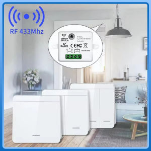RF433MHz 86 Wall Panel Switch 1/2/3Gang Wireless Smart Switch Light with Remote Control Interruptor 10A 110V 220V For LED Lamp