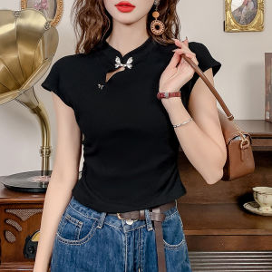 Stylish Elegant Versatile Youthful New Chinese Style Spring T-Shirt