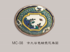 Retro Japanese Ceramic Small Plate Ceramic Tea Snack Plate Japanese Cuisine Nine Valley Wind Porcelain round Shape Plant Floral