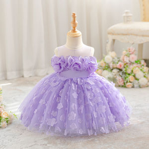 Toddler Bridesmaids Party Baby Girls Dresses Toddler Tulle 1st Birthday Baptism Princess Prom Dress Girl Wedding Evening Costume