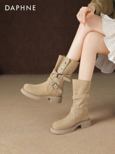 Daphne | Post-apocalyptic Style Mid-calf Boots Ankle-high Chunky Heeled Boots