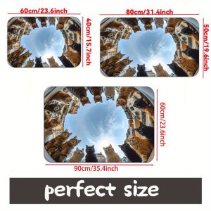 VIKAMA Fun Cat Doormat Non-Slip Rug Suitable for Bathroom Bedroom Living Room Yoga Camping