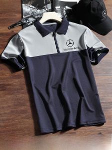 Summer Workwear T-shirt Set for Men 4s Store Auto Repair Engineering Overalls Short Sleeve Polyester Fabric Work Uniform