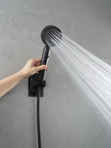 SOPO NGIRO - Shower Hitam 5 Mode Set Selang Holder – Shower Genggam Kamar Mandi Shower 5 Mode Paket Komplit Premium Pancuran Portable