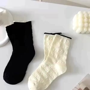 DR 5 pcs Random KS74 Kaos Kaki Anak Model Pattern Putih Hitam Kaos Kaki Di Atas Mata Kaki Fashionable