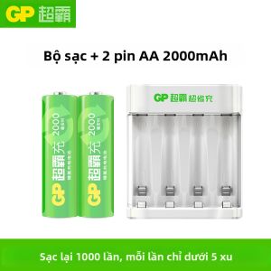 GP | Bộ Pin Sạc AA Và AAA Dung Lượng Lớn Kèm Sạc Dùng Cho Micro Khóa Vân Tay Đồ Chơi Máy Ảnh