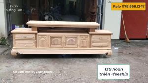 Tủ Kệ Tivi SoFa Mẫu Trơn Chất Liệu Gỗ Gụ KT 240x45x80 Kệ Kê tivi Cao Cấp Có Phun sơn Pu Đầy Đủ