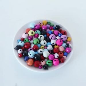 50pcs/lot Painted Color Bells Beads Round Mini Bell Ornaments for Jewlery Making DIY Bracelet Necklace Earrings Decor Accessory