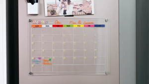 OATSBASF Transparent Monthly/Weekly Daily Schedule Magnetic Whiteboard with 6pcs Pens Acrylic Planner Calendar Board Note Memo Board Removable Fridge Notice Board Wall Stickers