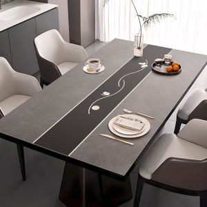 Luxurious Waterproof Oil-Proof Heat-Insulating Table Mat Easy-To-Clean Dining Table Protection Pad Rectangle PVC Geometric Pattern