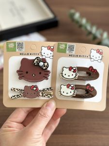 Sweet Hello Kitty Cartoon Hair Clip Coffee Color Girls Hair Clip Fashionable Hair Accessories Side Clip Alloy Material