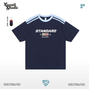 เสื้อยืดคอกลมแขนสั้นผ้าฝ้ายแท้พิมพ์ลายตัวอักษรสไตล์อเมริกันย้อนยุคสำหรับผู้หญิง ทรงหลวม ฤดูร้อน 2025