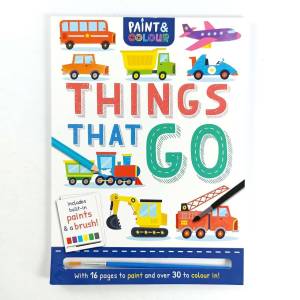 Igloo Paint and Colour Things That Go includes built-in paints and a brush Activity Book