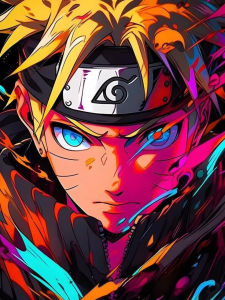 Bandai | Bộ Tranh Sơn Dầu Theo Số Anime Naruto Uzumaki Neon - Tranh Không Khung Trang Trí Nhà Cửa Món Quà Hoàn Hảo Cho Người Hâm Mộ Tranh Canvas Không Khung