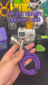 Cáp Dữ Liệu USB C 240W 4 Trong 1 Sạc Nhanh Hợp Kim Kẽm USB-C Silicon Lỏng Đa Năng Hợp Kim Nhôm Thích Hợp Với Đèn RGB