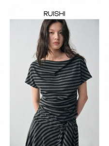 epoque de rueen | Laid-back French Flounce Collar Waist Cinched Tee Unconventional Straps Skirt Combo