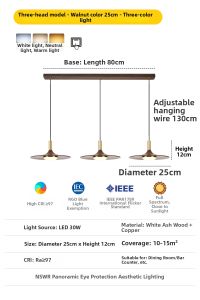 NSWR | Retro Mid-century Modern Pendant Light Three Heads