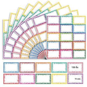 150 ชิ้นป้ายชื่อ ป้ายชื่อที่มีสีสันพร้อมกาวถาวรเขียนได้สติกเกอร์แท็กชื่อสําหรับโรงเรียน Office Home