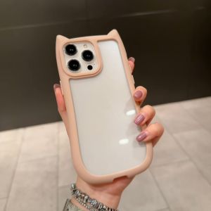 Tri-Town Cute Cat Frame Case for iPhone 11 18 17 16 15 14 13 12 Pro Max 7Plus 8 Plus XR XS Max Thicken Shockproof Soft Silicone Cover