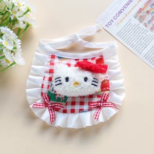 Adorable Cat Dog Bandana Lace Fabric Saliva Towel Hand Knitted Photo Props Neck Warmer Decoration Pet Leash Adjustable Length