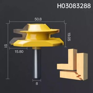 HUHAO | HUHAO 1PCS 1/4 Inch 1/2 Inch Shank 45 Degree Lock Miter Router Bit Woodworking Milling Cutter For Wood Carbide Alloy CNC Tools
