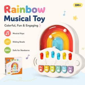Rainbow Musical Toy for Babies 0M+ with Musical Keys Sliding Beads Safe for Newborns Colorful Fun Engaging