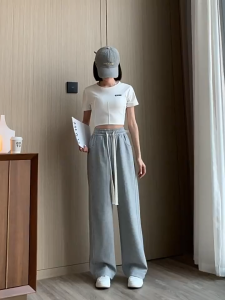 AB [ready stock] New Elegant Women Casual Full Length Elastic Waist Pants