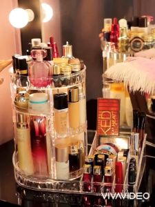 Loại Cao Cấp - Kệ Khay Đựng Mỹ Phẩm Trang Điểm Xoay 360 Độ Kèm Khay Son