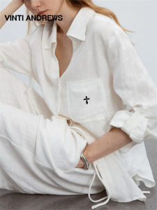 Casual Comfortable V-Neck Loose Fitting Simple Sunscreen Linen Shirt