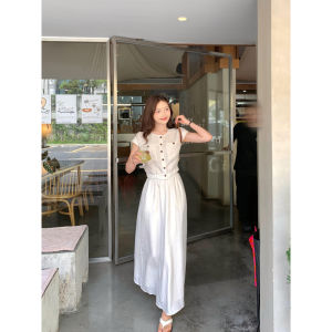 Blue Summer Womens Short Sleeve Skirt Set Casual Style round Neck Button Shirt Half Body Skirt High Quality Fashion Set