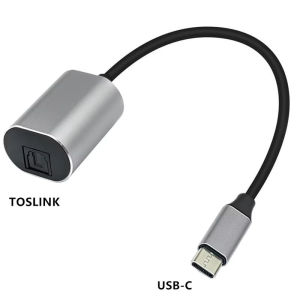 Aluminum Shell 20cm USB-C Male to TOSLINK Female Connector SPDIF PCM Stereo Supports USB-C Audio Output