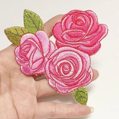 patch bunga rose/aplikasi bordir/patch iron