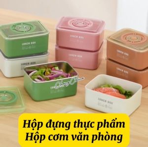 Hộp cơm giữ nhiệt Lunch Box Inox 304 HÌNH CHỮ NHẬT có thể tháo rời quay được lò vi sóng chống tràn hiệu quả