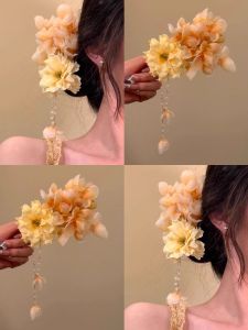 Wo Tion | Atmospheric Yellow Flower Cascade Fringe Hair Clip