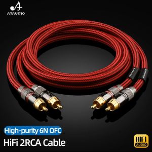 HIFI RCA Audio Cable 6N OFC Male to Male High-performance 2RCA to 2RCA Interconnect Cable for Amplifier TV DAC