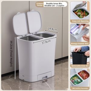 QIANQIN | Dual Layer Wet and Dry Separation Large Trash Can