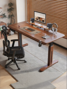 Electric Adjustable Desk Standing Workstation Wooden Legs