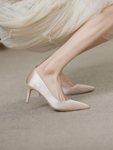 Elegant Satin High Heels Sharp Pointed Toe Thin Stiletto Wedding Shoes for Women Daily Wear Comfortable Fashionable Footwear