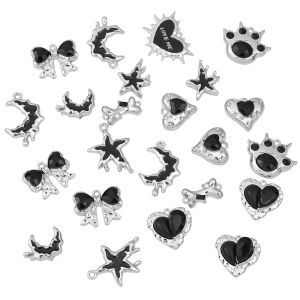 น้ำมันหยดอัลลอย1-2ชิ้นจี้ผีเสื้อดาวพระจันทร์หัวใจเพชรสำหรับทำตุ้มหูสร้อยคอเครื่องประดับ DIY