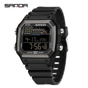 Sanda | Đồng Hồ Kỹ Thuật Số Thể Thao Ngoài Trời Dành Cho Nam SANDA Đồng Hồ Báo Thức Đa Chức Năng Màn Hình LED Chống Nước Có Tính Năng Hiển Thị Thời Gian Kép